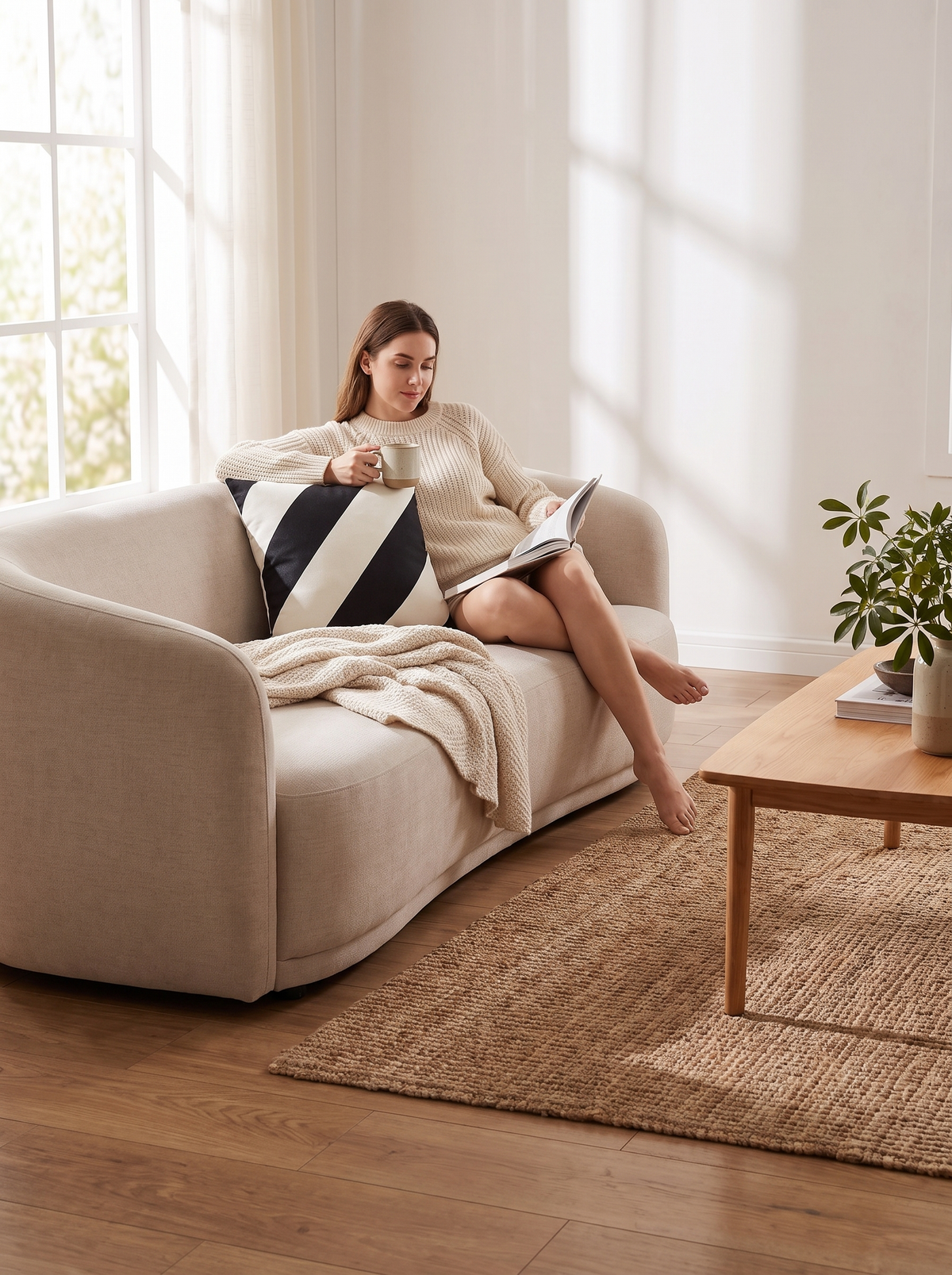 Black Geometric Linen Cushion Cover: Four Square Sizes