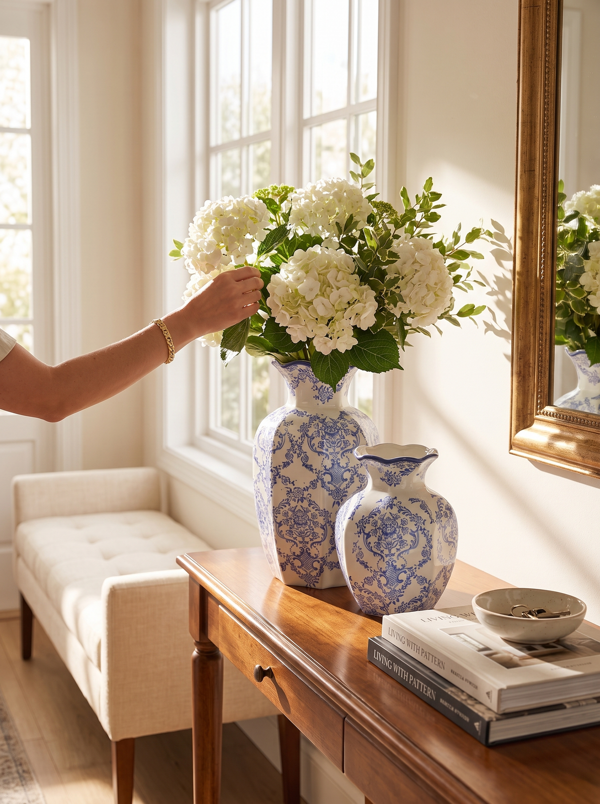 Hand-Painted Blue and White Porcelain Vase: Ivory Or Bright White