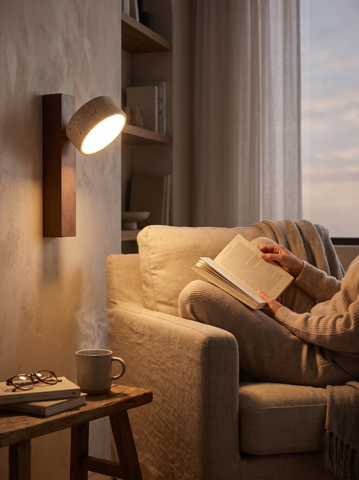 Wabi Sabi Travertine Stone Wall Lamp: Stone You Can Read By