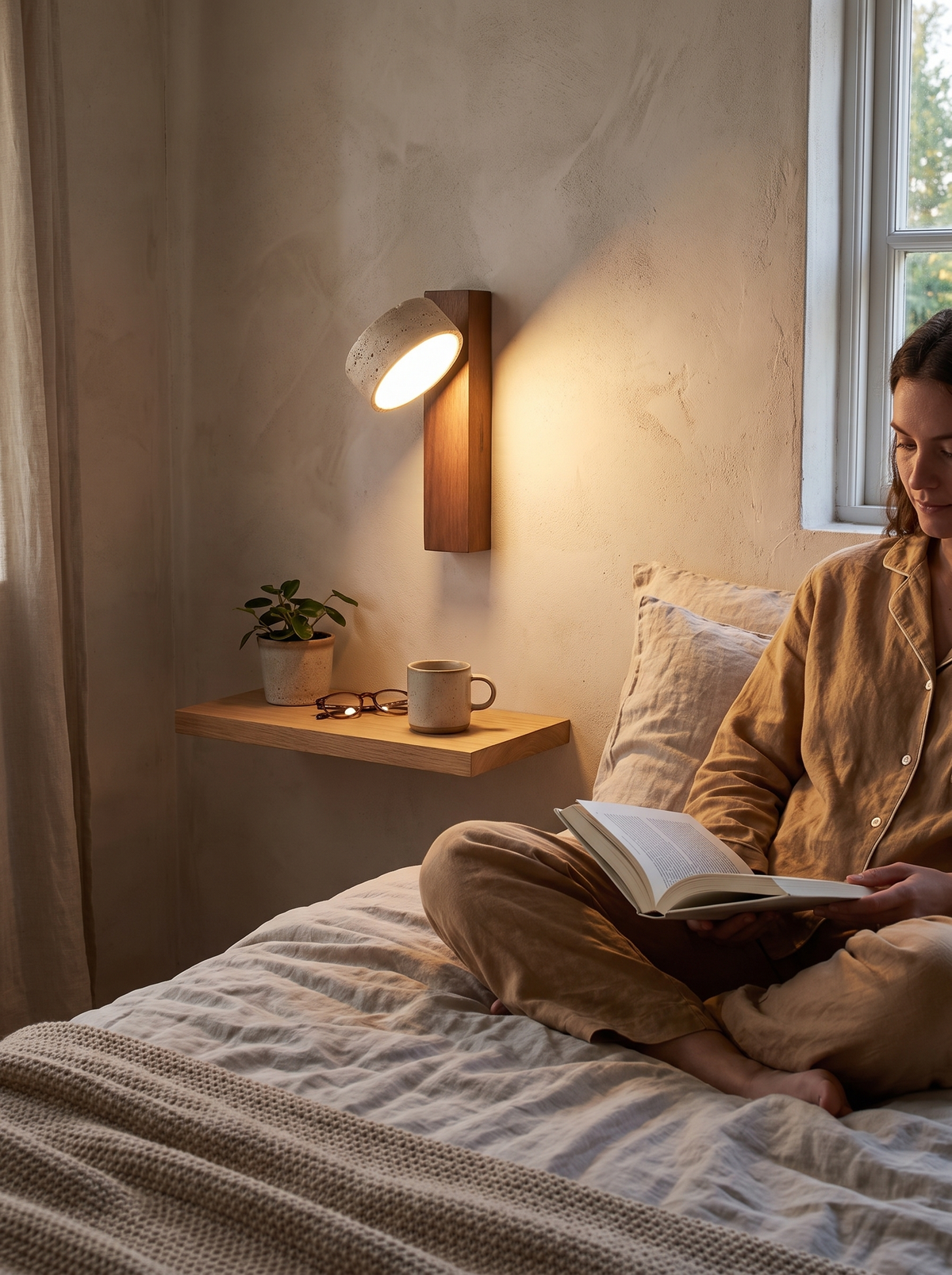 Wabi Sabi Travertine Stone Wall Lamp: Nothing On The Nightstand