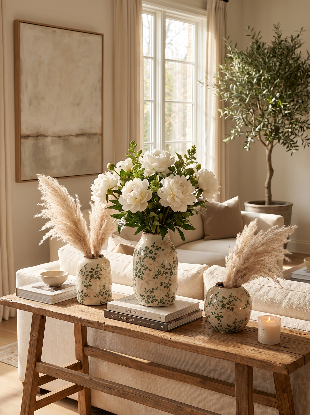 Ice Crackle Handmade Ceramic Vase: Pampas Or Peonies