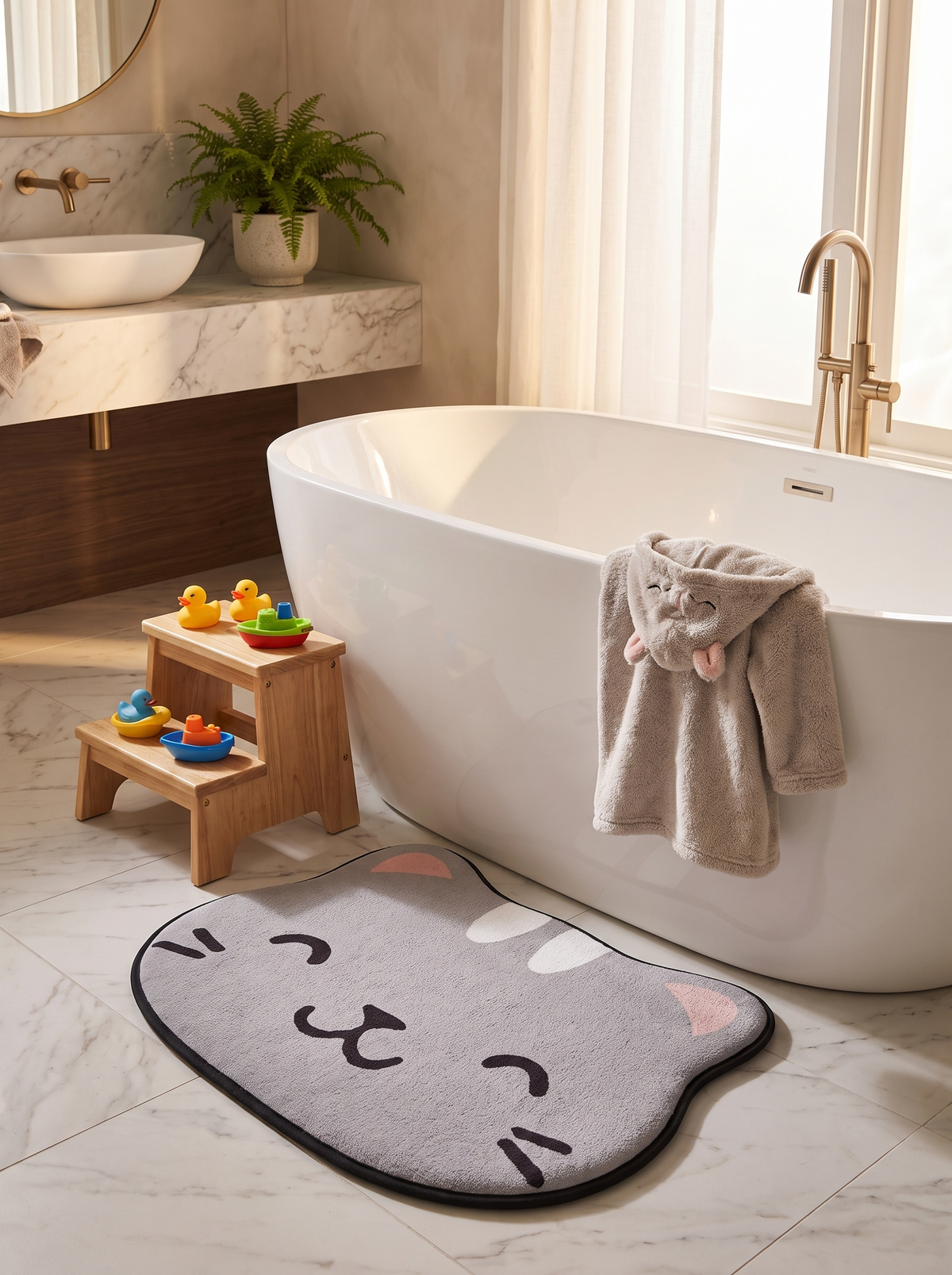 Cartoon Animal Flannel Bath Mat: Bathrooms Kids Like