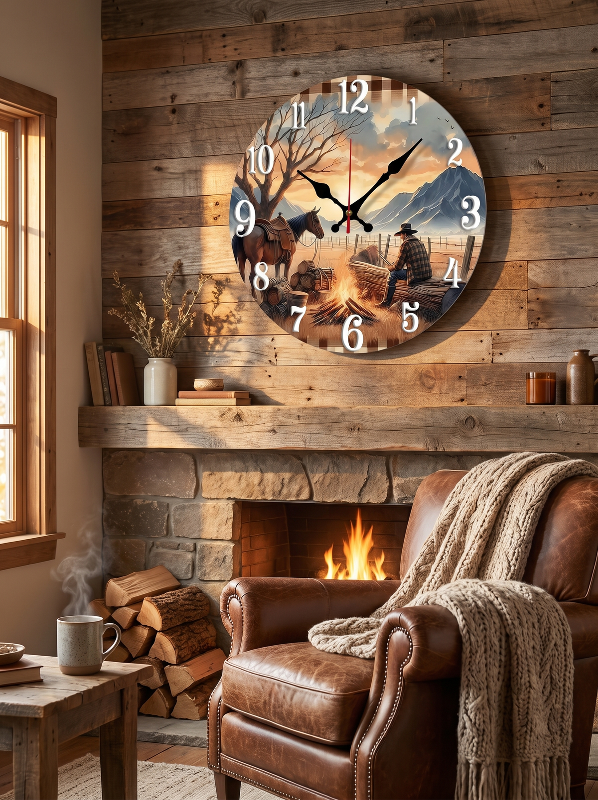Cowboy and Horse Wooden Wall Clock: Art First, Clock Second