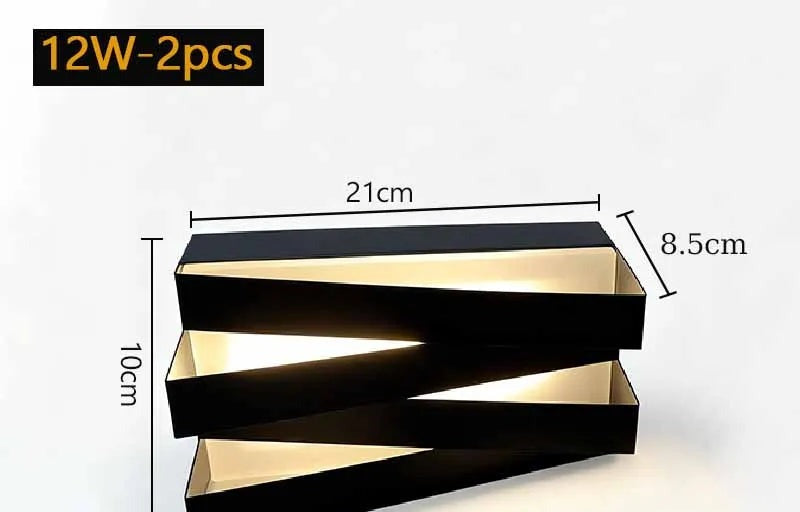 Slatted Black Up Down Wall Light in 12W, set of 2