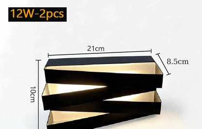 Slatted Black Up Down Wall Light in 12W, set of 2