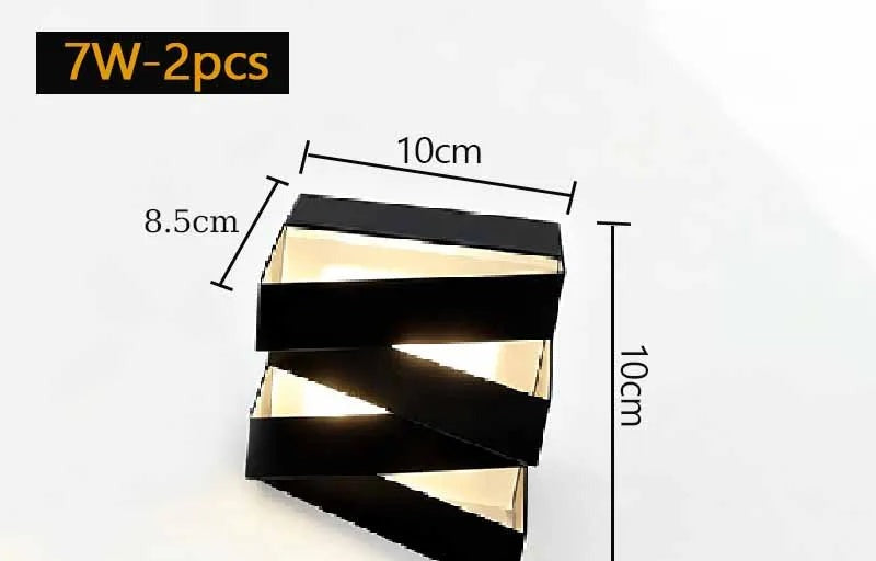 Slatted Black Up Down Wall Light in 7W, set of 2