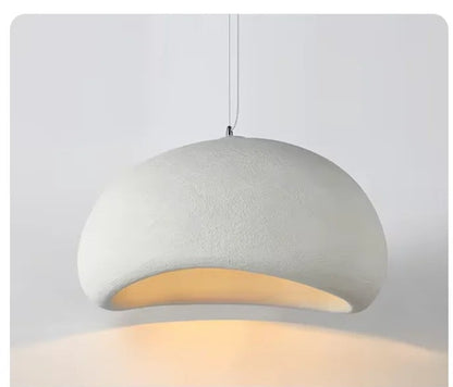 Wabi Sabi Minimalist LED Pendant in White, Deep Dome