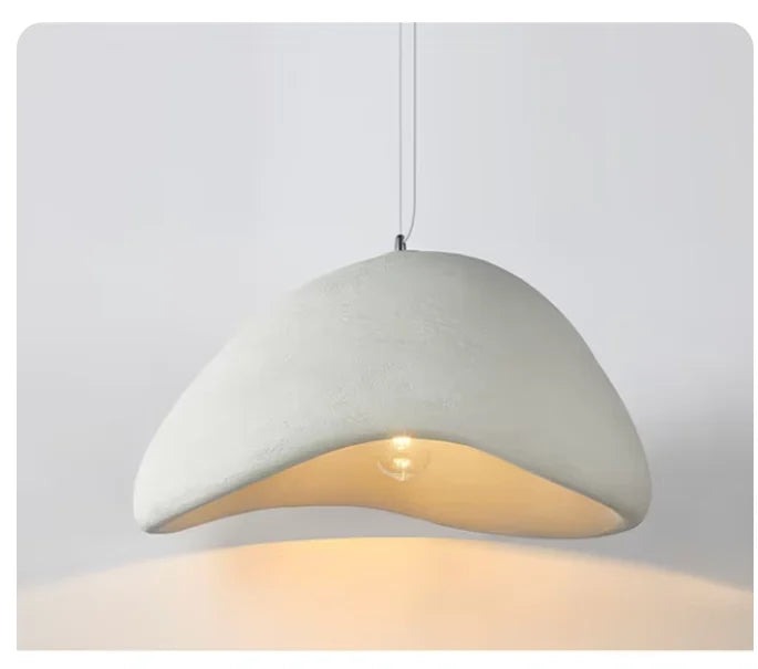 Wabi Sabi Minimalist LED Pendant in White, Wide Dome